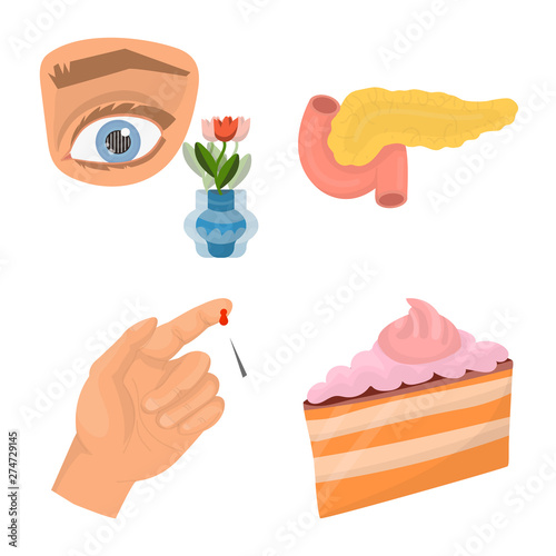 Vector design of mellitus and diabetes sign. Set of mellitus and diet stock symbol for web.