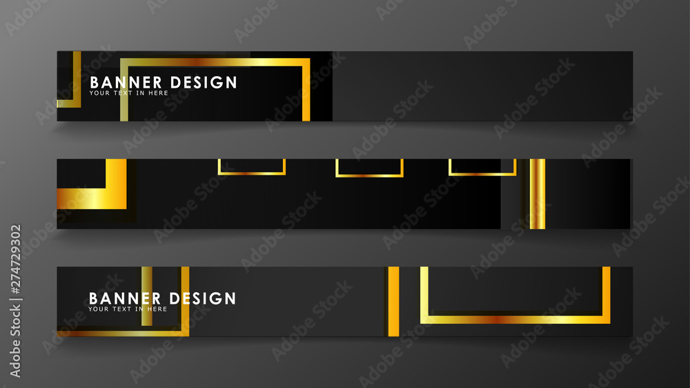 Set a banner with a rectangular background in gold and dark . vector illustration Set a banner with a rectangular background in gold and dark . vector illustration