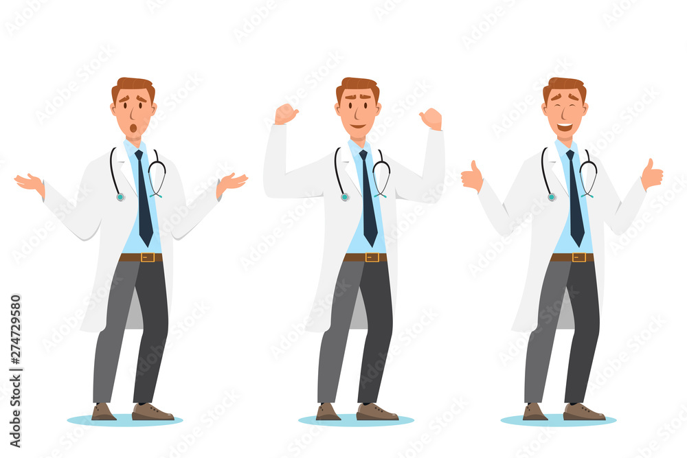 Set of doctor cartoon characters. Medical staff team concept Set of doctor cartoon characters. Medical staff team concept