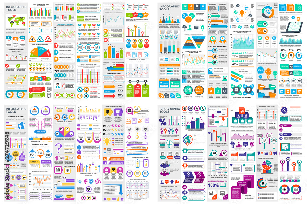 Set of infographic elements data visualization vector design template. Can be used for steps, options, business process, workflow, diagram, flowchart concept, timeline, marketing icons, info graphics.