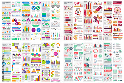 Set of infographic elements data visualization vector design template. Can be used for steps, options, business process, workflow, diagram, flowchart concept, timeline, marketing icons, info graphics. photo