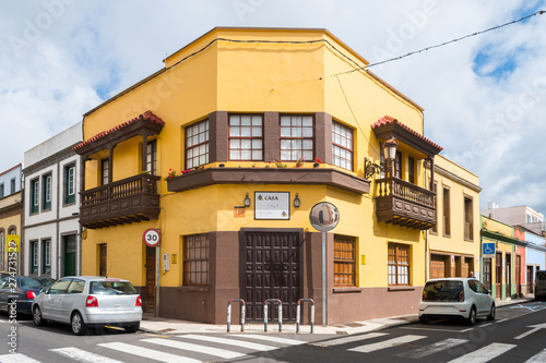 colorful streets of la laguna colonial town in tenerife island, Spain