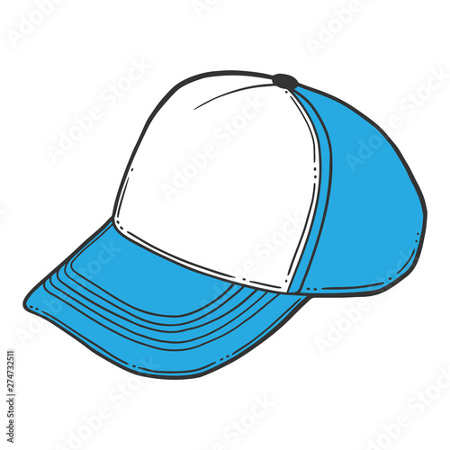 Baseball cap, trucker hat. Vector concept in doodle and sketch style.