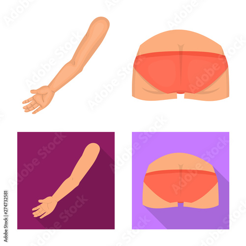 Vector design of body and part sign. Collection of body and anatomy vector icon for stock.