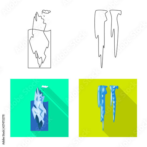 Vector design of texture and frozen icon. Set of texture and transparent stock vector illustration.