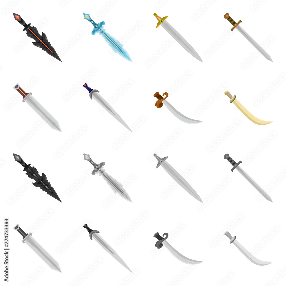 Vector illustration of game and armor icon. Collection of game and blade stock symbol for web.