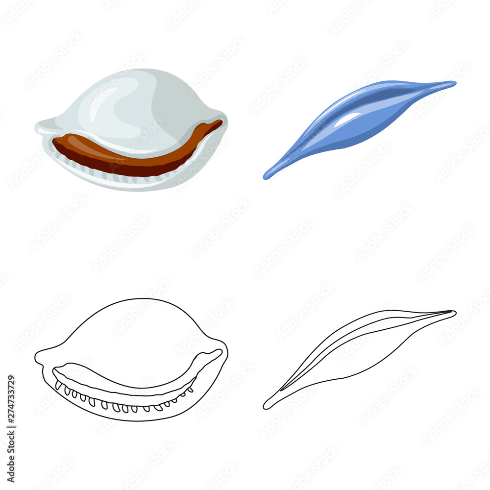 Naklejka premium Vector illustration of animal and decoration icon. Set of animal and ocean stock vector illustration.