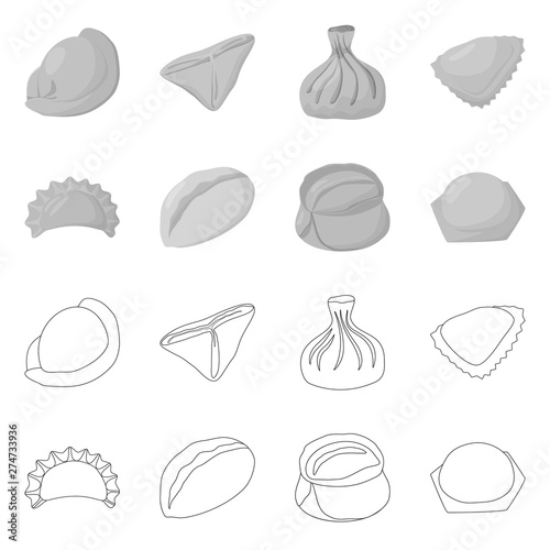 Isolated object of products and cooking logo. Set of products and appetizer stock symbol for web.