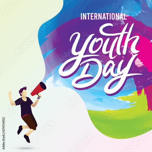 International Youth Day poster banner vector illustration