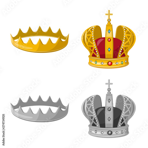 Isolated object of medieval and nobility sign. Set of medieval and monarchy stock symbol for web.