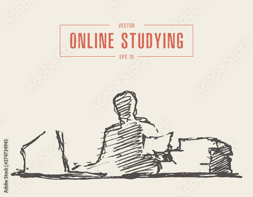 Person computer online courses education a vector