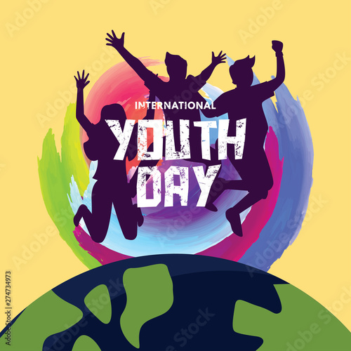 International Youth Day poster banner vector illustration