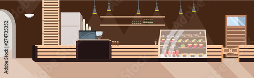 modern fast food restaurant empty no people express cafe interior flat horizontal