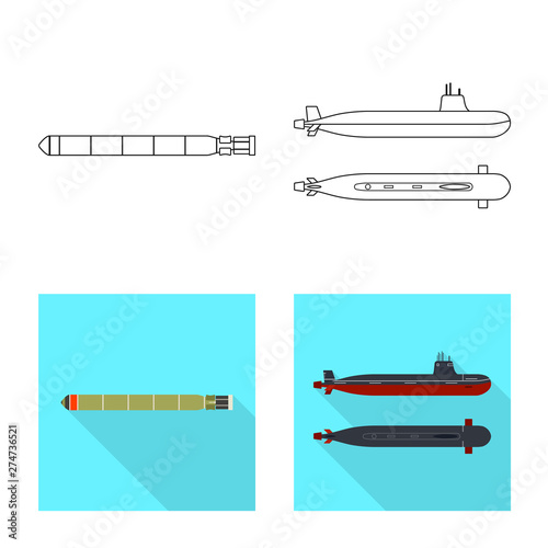 Vector design of war and ship icon. Collection of war and fleet stock symbol for web.