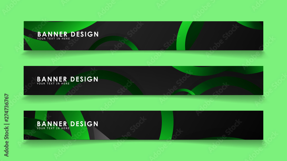 Obraz premium Set rectangular vector banners with background of dark green circles