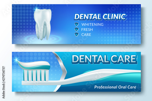 Template of banner tooth and dental service illustration