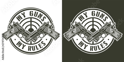 Vintage military round monochrome logo