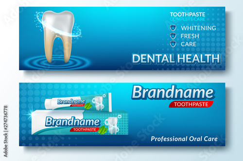 Template of banner tooth and dental service illustration