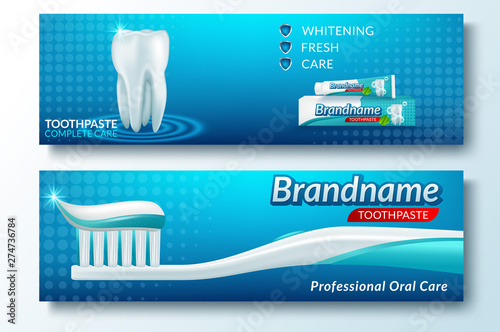 Template of banner tooth and dental service illustration