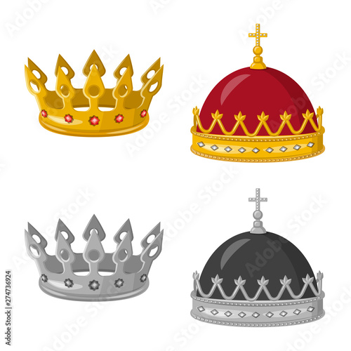 Vector illustration of medieval and nobility logo. Collection of medieval and monarchy stock vector illustration.