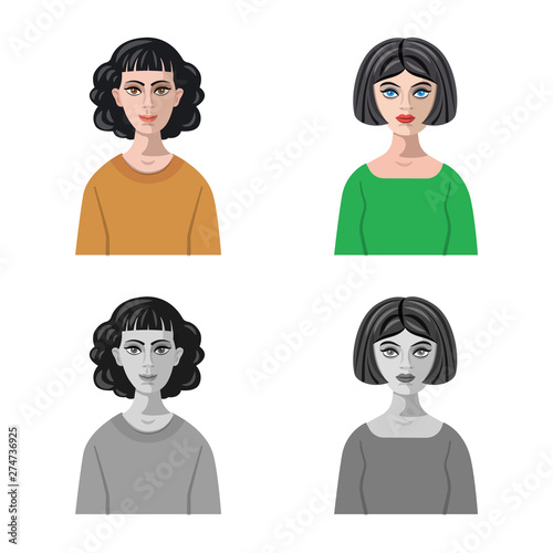 Vector design of hairstyle and profession icon. Collection of hairstyle and character stock vector illustration.