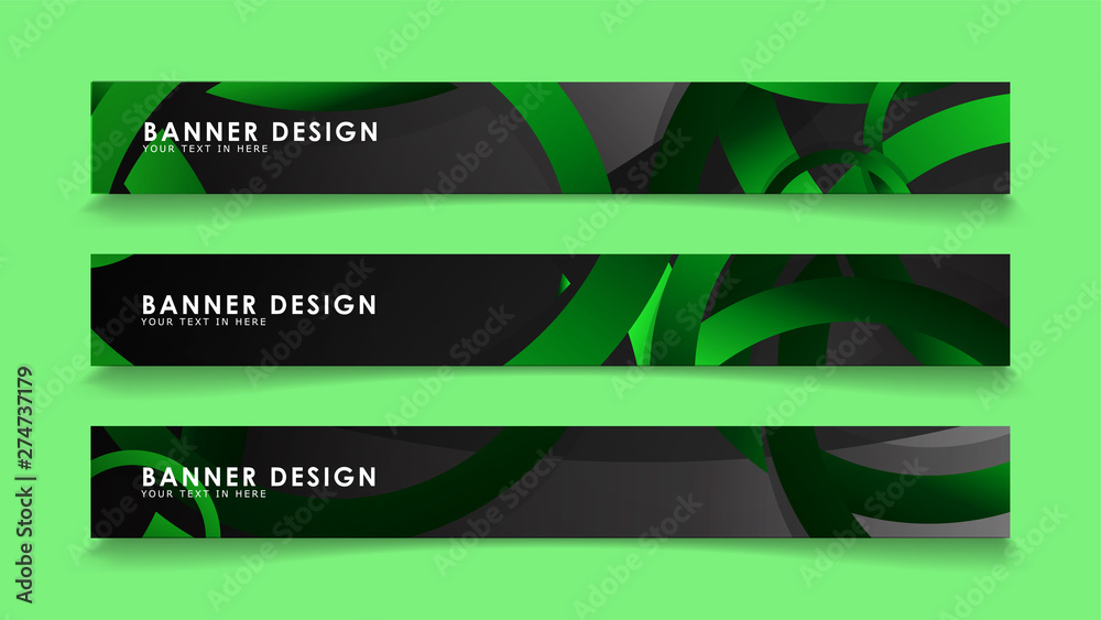 Obraz premium Set rectangular vector banners with background of dark green circles