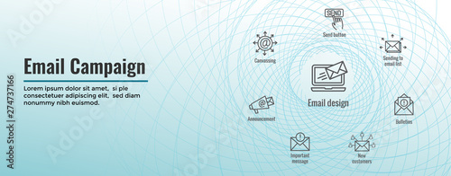 Email marketing campaigns icon set - web header banner