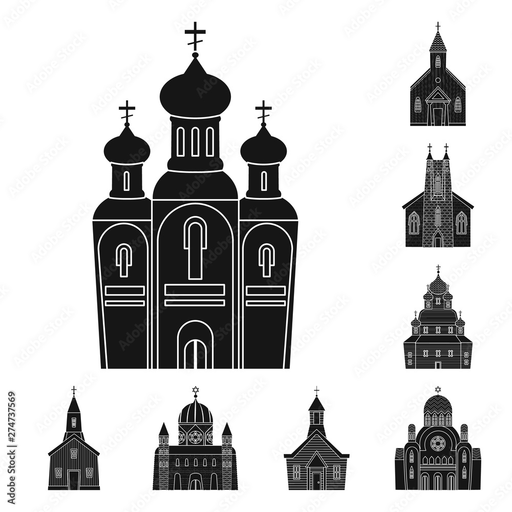 Isolated object of house and parish sign. Collection of house and building stock vector illustration.