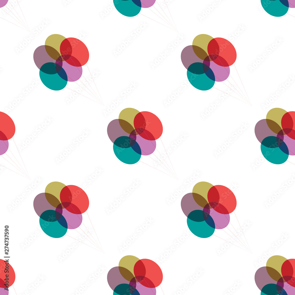 Seamless primitive retro background with party balloons of different colors