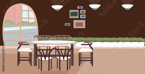 modern cafe empty no people restaurant with table and chairs coffee shop interior flat horizontal