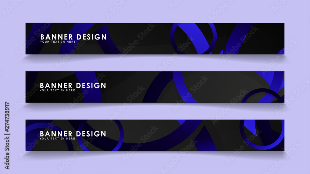 Fototapeta premium Set rectangular vector banners with background of dark blue circles