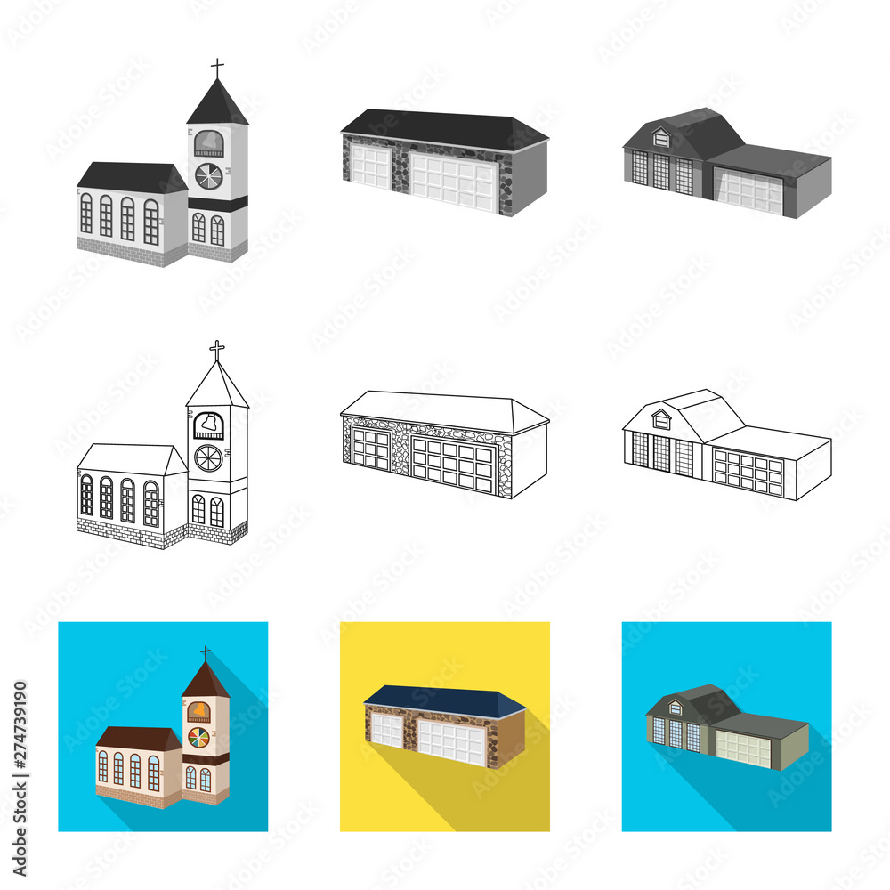 Vector design of facade and housing logo. Collection of facade and infrastructure vector icon for stock.