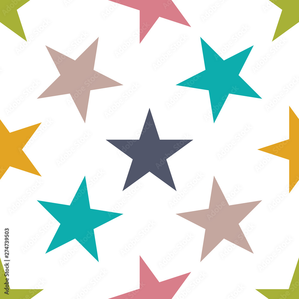 Obraz premium Seamless pattern with stars on white background. Vector illustration.