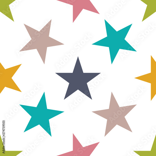 Seamless pattern with stars on white background. Vector illustration.