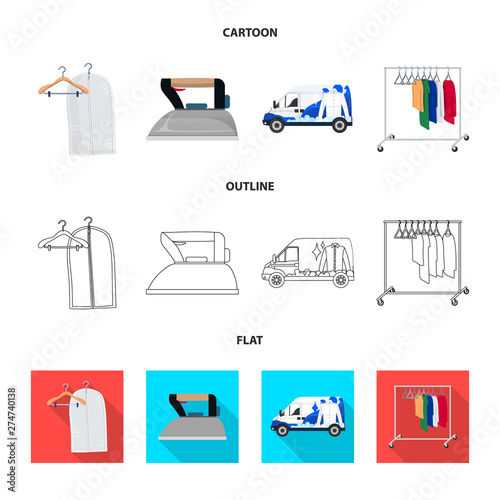 Isolated object of laundry and clean icon. Set of laundry and clothes stock vector illustration.