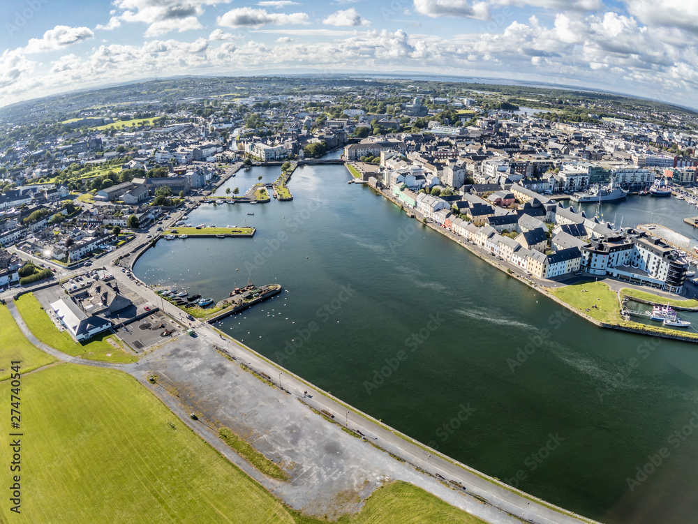 Aerial view Galway Pier and Corrib river