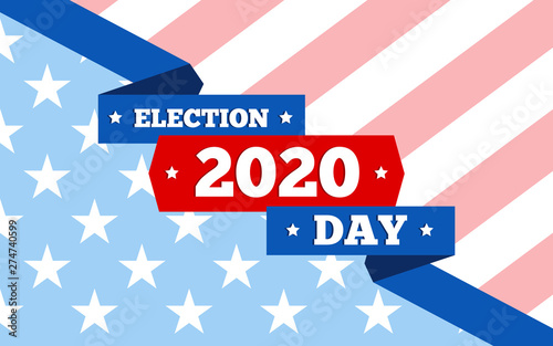 USA election day 2020 banner design american flag background