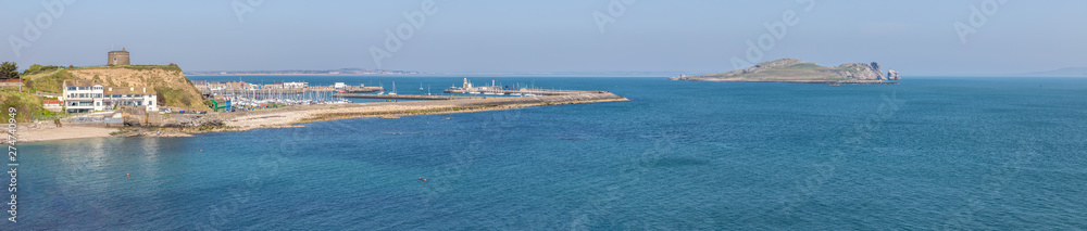 Panorama of Howth Pier and Irelands Eyes Island