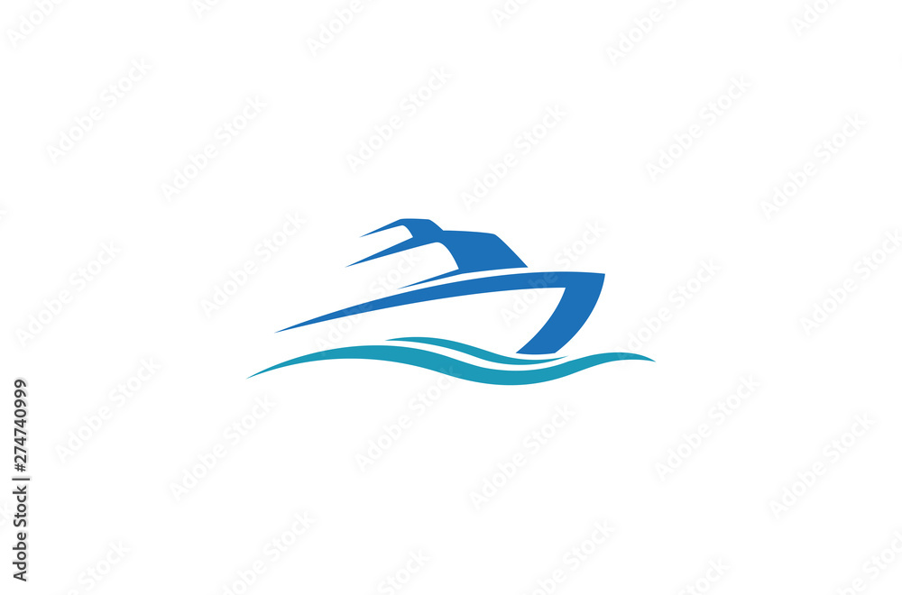 Creative Blue Yacht Boat Logo Design Vector Symbol Illustration Creative Blue Yacht Boat Logo Design Vector Symbol Illustration