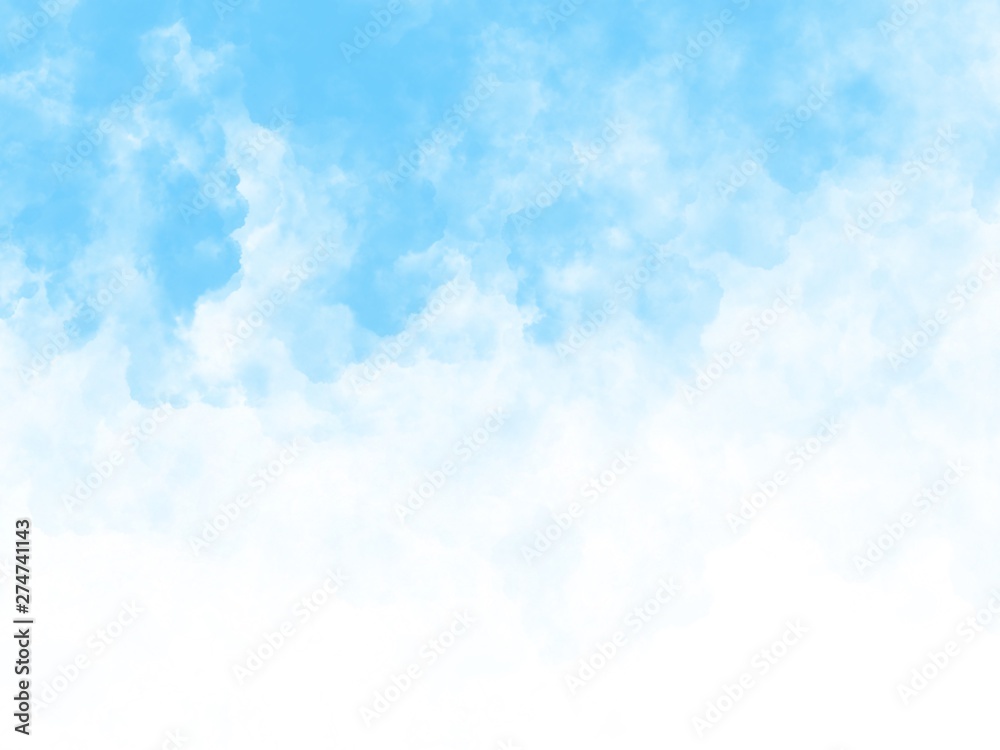 Color gradient white and blue with clouds