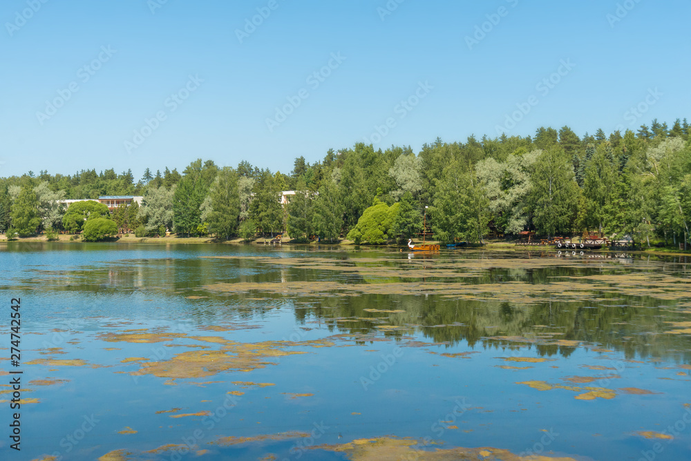 Blue lake in forest, Russian landscapes, beautiful nature