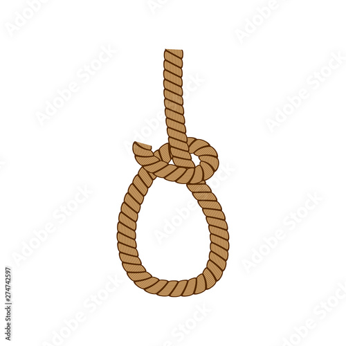 Rope noose, brown on a white background, vector