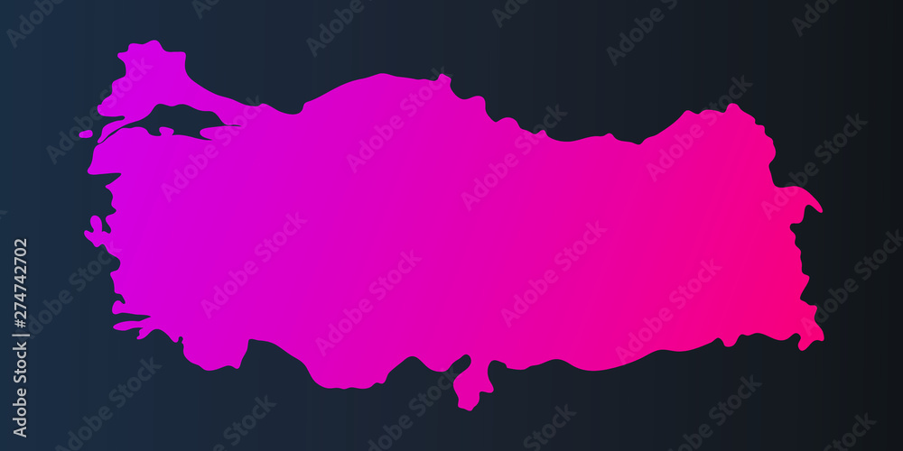 Turkey colorful vector map silhouette