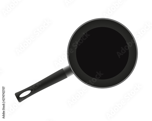 Frying pan top view, metal on a white background, vector