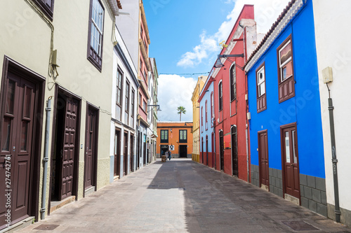 colorful streets of la laguna colonial town in tenerife island, Spain © jon_chica