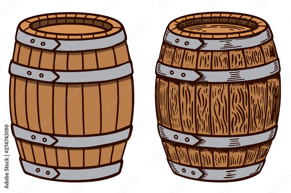 Fotografie Wooden barrel on white background