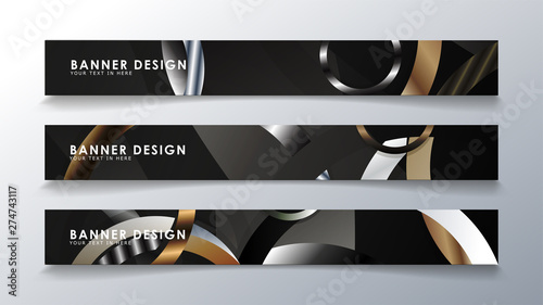 Set rectangular banner with a circle background. neutral color gradient