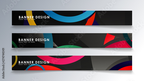 Set rectangular banner with a circle background colorful