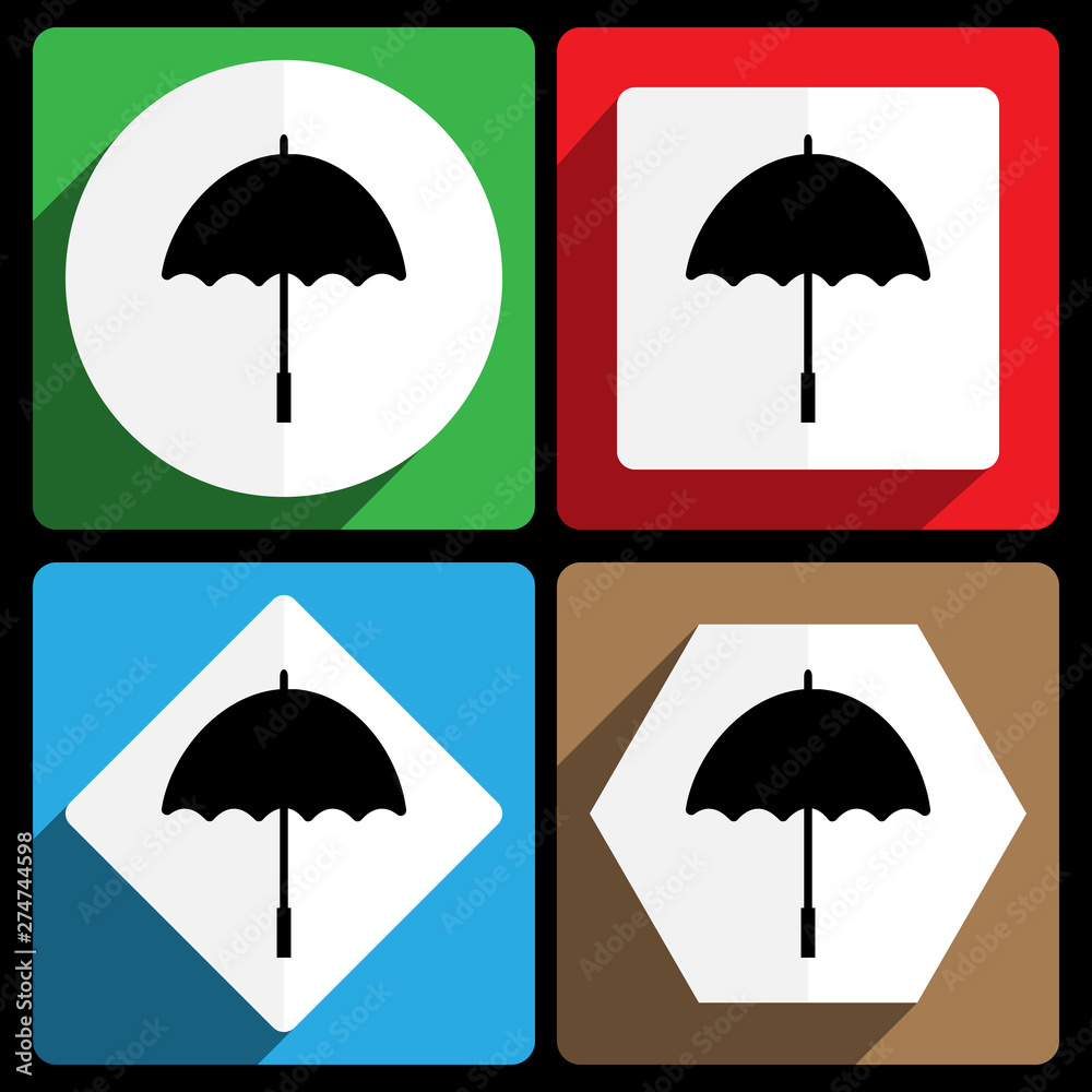 Umbrella icon. Vector icons, set of colorful flat design internet symbols. Eps 10 web buttons.