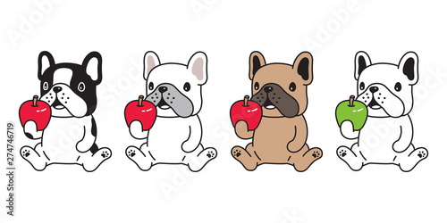 dog vector french bulldog icon apple cartoon character symbol illustration design photo